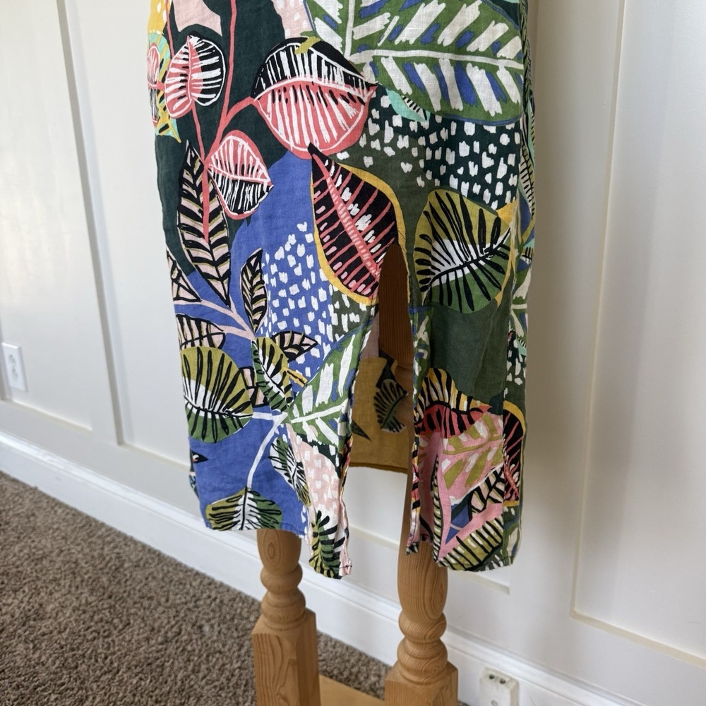 Cynthia Rowley Dress Size 8 Tropical Beach Vacation Resort 100% Linen Cami Slit - Picture 2 of 8